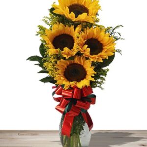 Jarrón de cristal en girasoles servicio a domicilio