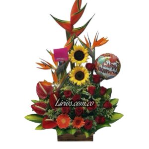 Arreglo con globo metalizado de Flores en Cali