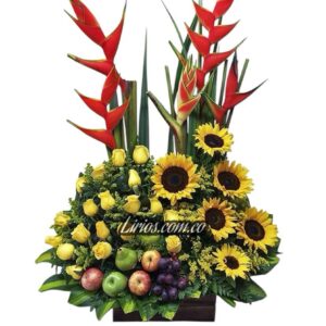 Arreglo Flores y frutas floristerías en cali