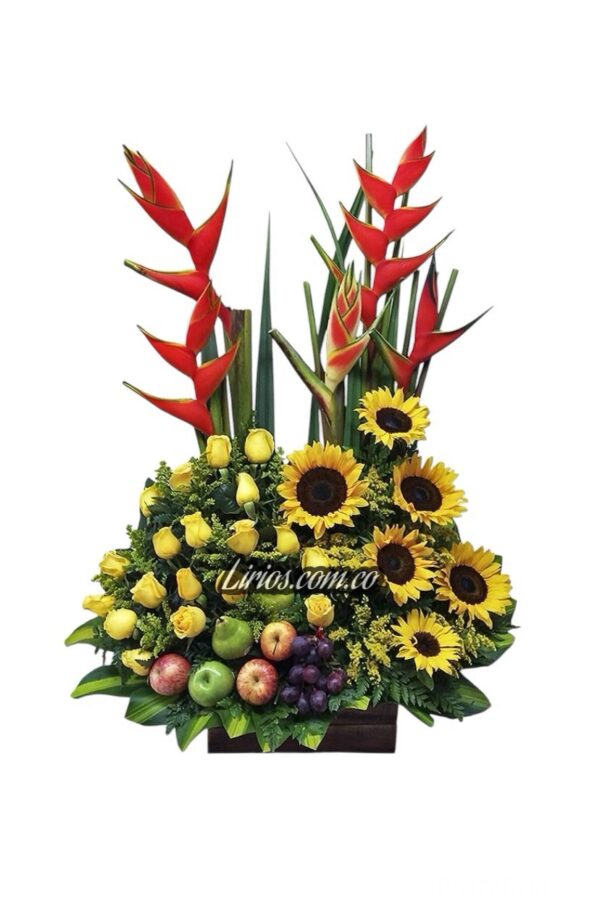Arreglo Flores y frutas floristerías en cali