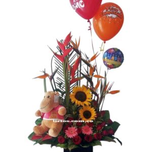 Arreglos Floral Con Peluche Y globos envíos en cali