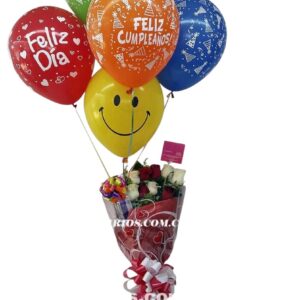 bouquet de rosas con globos envíos en cali