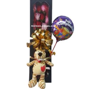 Caja De Rosas Con Globo Peluche entrega inmediata flores en cali