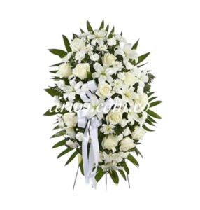 Corona Fúnebre Flores blancas y Lirios