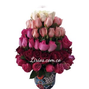 Jarrón con Rosas de Lujo en Cali