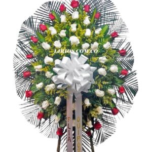 Ramo Fúnebre Rosas blancas y Rojas